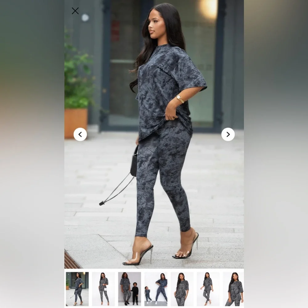 Bundle- Two Sets; Fashion Nova Brown Shorts Lounge Set & Black Pants Lounge Set - Picture 2 of 8